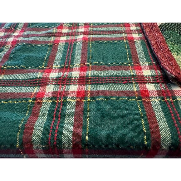 Christmas tapestry Linens 4 Placematt  1 Runner 1 tablecloth poinsettia plaid - Picture 9 of 16